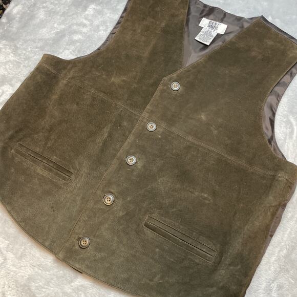Vintage City Streets Seude Vest Mens L Brown Genuine Leather 5 Button Formal - Picture 1 of 8